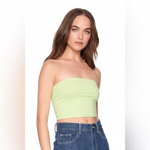 NWT | Revolve | Susana Monaco | Essential Crop Tube Top in Pale Lime | Sz XS